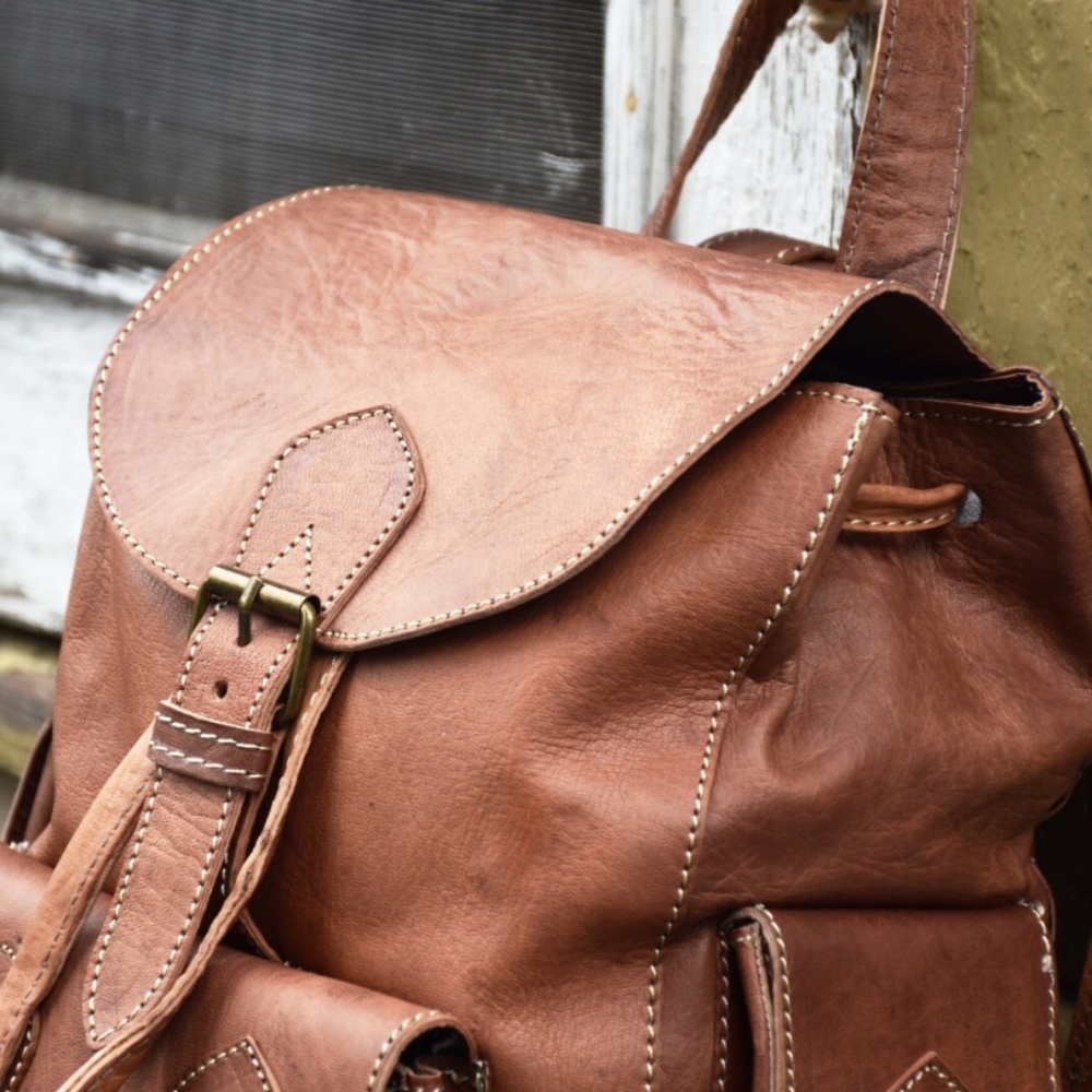 Moroccan Leather Backpack - Picture 3 of 3